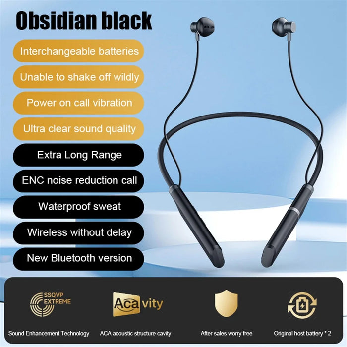B998 Wireless Neckband Headphones Half In-Ear Bluetooth-compatible 5.3 Earphones Noise Cancelling Earbuds with Pluggable - 2