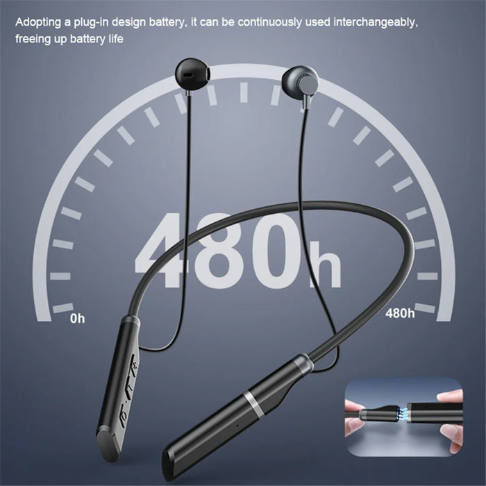 B998 Wireless Neckband Headphones Half In-Ear Bluetooth-compatible 5.3 Earphones Noise Cancelling Earbuds with Pluggable - 3