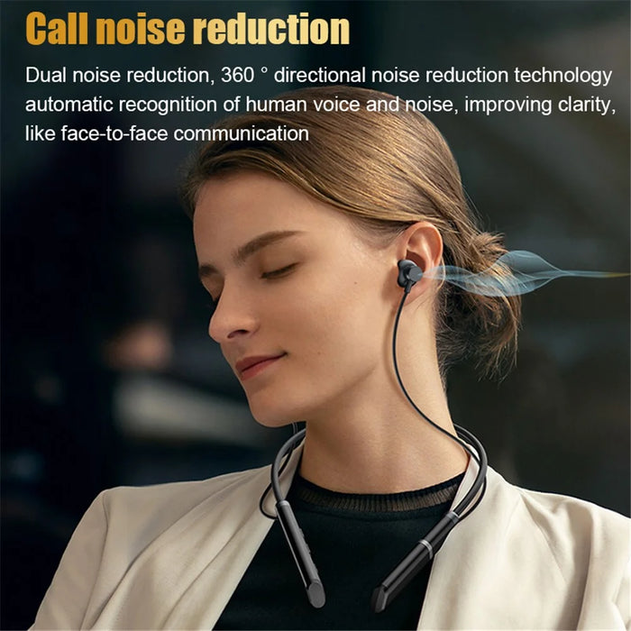 B998 Wireless Neckband Headphones Half In-Ear Bluetooth-compatible 5.3 Earphones Noise Cancelling Earbuds with Pluggable - 5