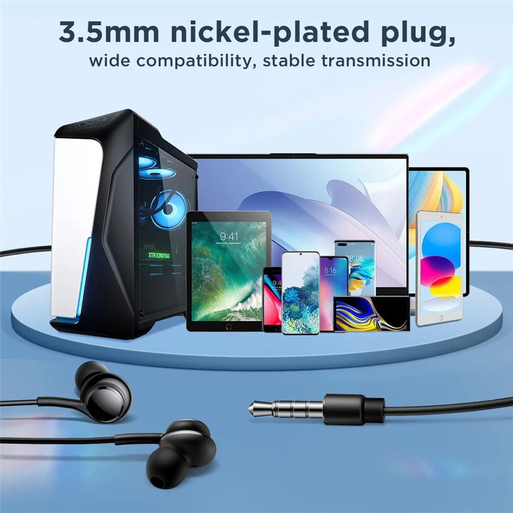 JOYROOM JR-EW02 3.5mm Wire-controlled Earphone HiFi Sound In-ear Headphone with Mic - Black - 5