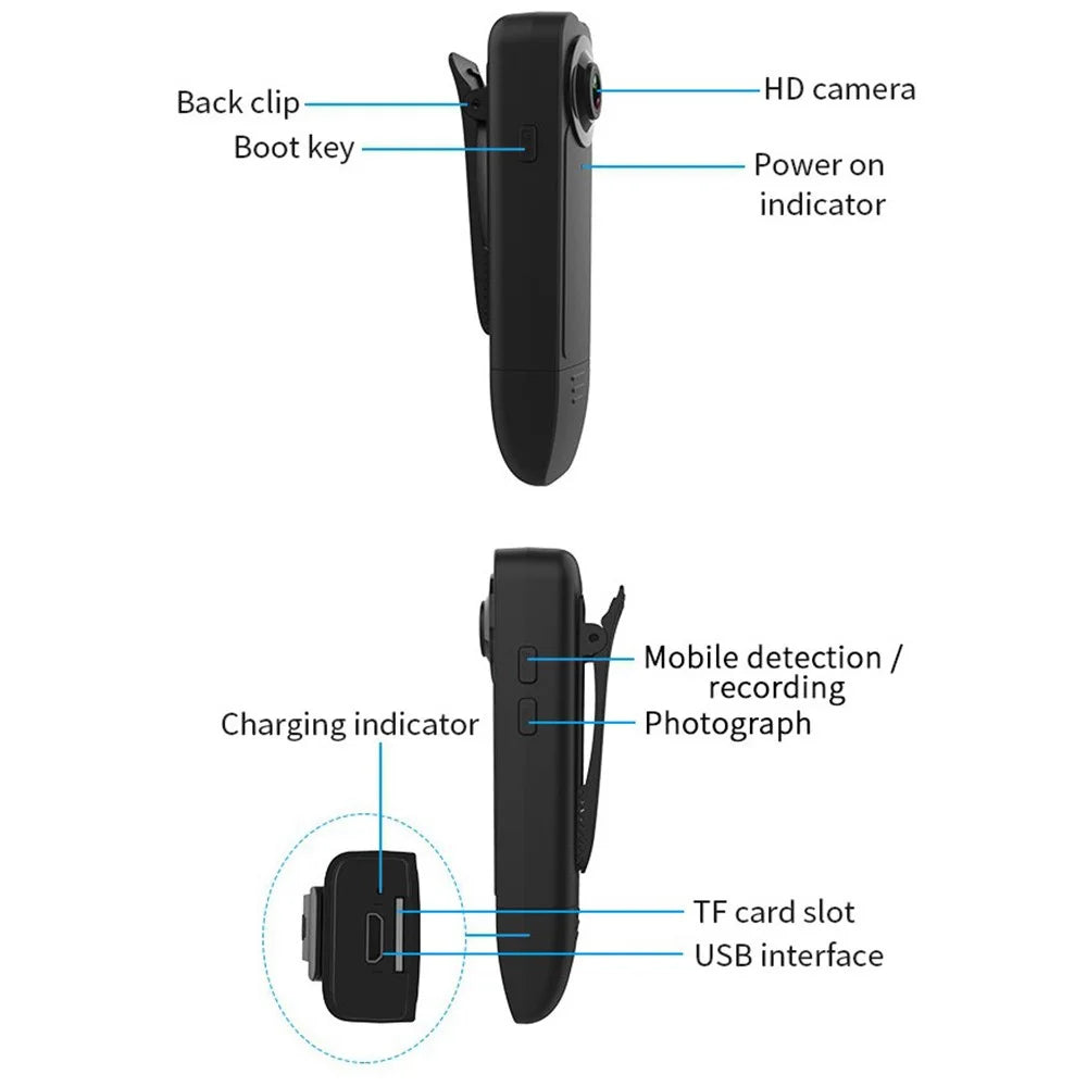 A18 Back Clip Camera HD 1080P Video IR Night Vision Motion Detection Camera Outdoor Sports Lavalier Camera - 6