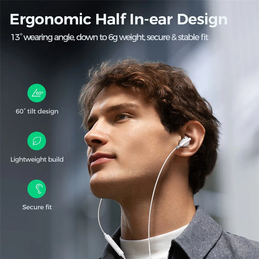 JOYROOM EW01 3.5mm Plug Half-in-ear Earphones with HD Mic Wired Headphones - 2
