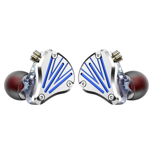 FZ Liberty Max Dynamic Headphones Sports Noise Cancelling Headset IEM Earbuds, No Mic - Silver+Blue - 1