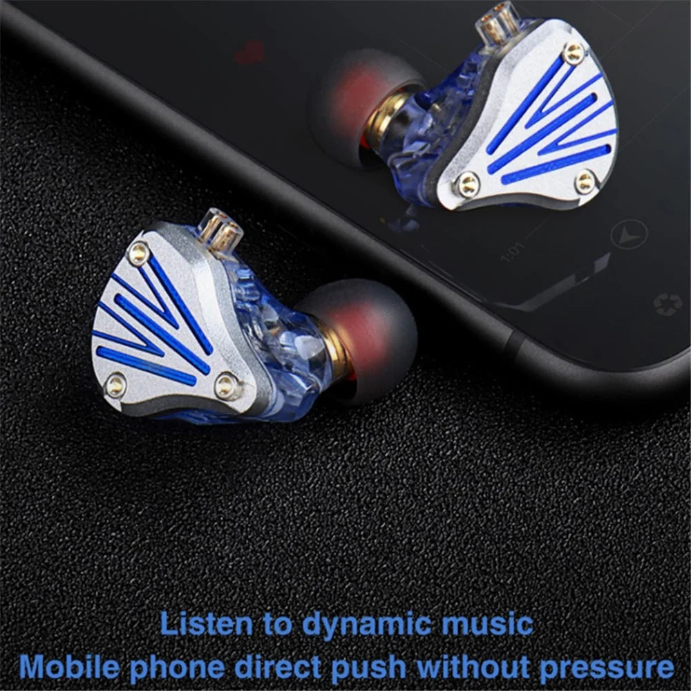 FZ Liberty Max Dynamic Headphones Sports Noise Cancelling Headset IEM Earbuds, No Mic - Silver+Blue - 4