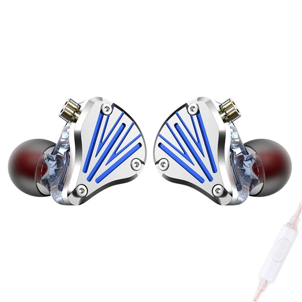FZ Liberty Max In Ear Dynamic Headphones Sports Noise Cancelling Headset IEM Earbuds, with Mic - Silver+Blue - 1