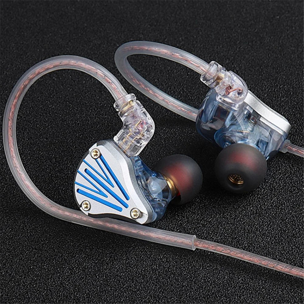 FZ Liberty Max In Ear Dynamic Headphones Sports Noise Cancelling Headset IEM Earbuds, with Mic - Silver+Blue - 2