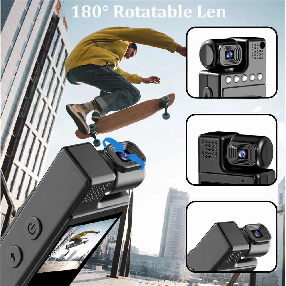 L9 1080P Full HD Body Camcorder Night Vision Mini Camera with 180 Degree Rotating Lens - 4