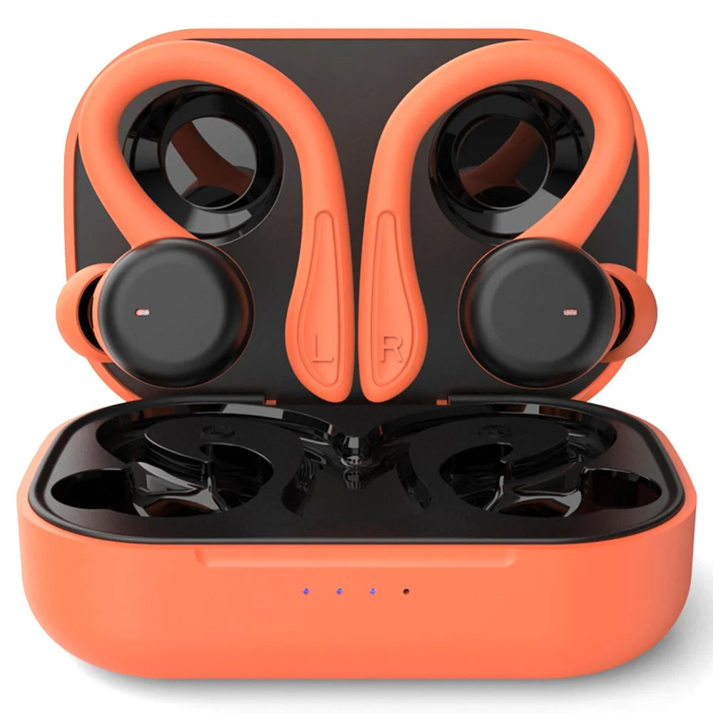 T40 Ear Hook Wireless Earphone IPX6 Waterproof Hands-free Touch Control Bending Sports Earbuds - Orange - 1