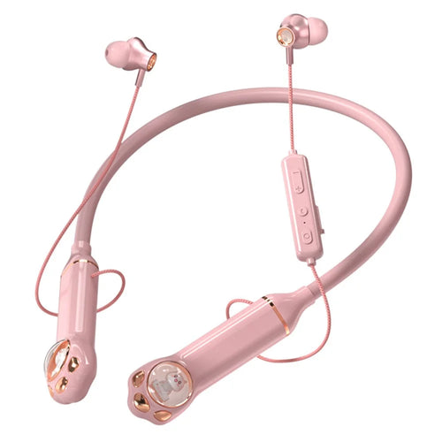 K1692 Neck-mounted Noise Canceling Bluetooth-compatible Earphone Cat Space Capsule RGB Light Wireless Headphone - Pink - 1