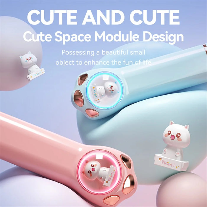 K1692 Neck-mounted Noise Canceling Bluetooth-compatible Earphone Cat Space Capsule RGB Light Wireless Headphone - Pink - 5