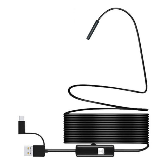 1m Wire Micro USB+Type-C+USB Endoscope 7mm COMS Camera Lens Inspection Tool Industrial Borescope - Hard Wire - 1