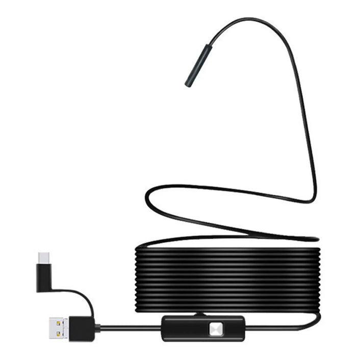 2m Wire Type-C+USB+Micro USB Endoscope Industrial Borescope Waterproof Inspection 7mm Snake Camera- Hard Wire - 1