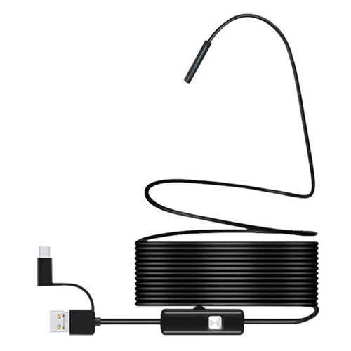 5m Flexible Wire Type-C+USB+Micro USB Endoscope 7mm Camera Industrial Borescope for OTG Phone, Tablet - 1