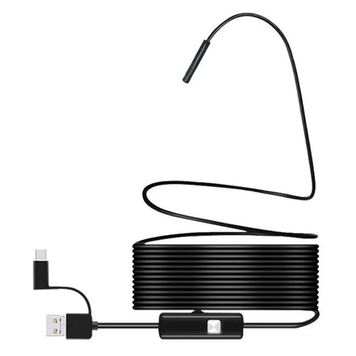 5m Hard Wire Waterproof Endoscope HD 7mm Camera Industrial Borescope for Type-C+USB+Micro USB Phones - 1
