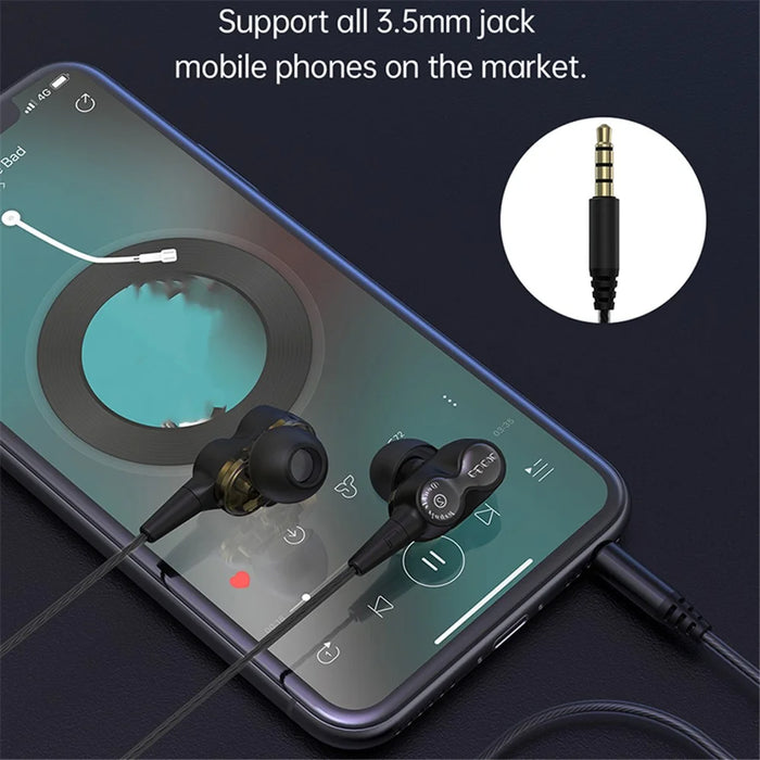 DEVIA Smart Series EM009 Double Moving Coil Wired Headset 3.5mm Wire Control Phone Earphone - 5