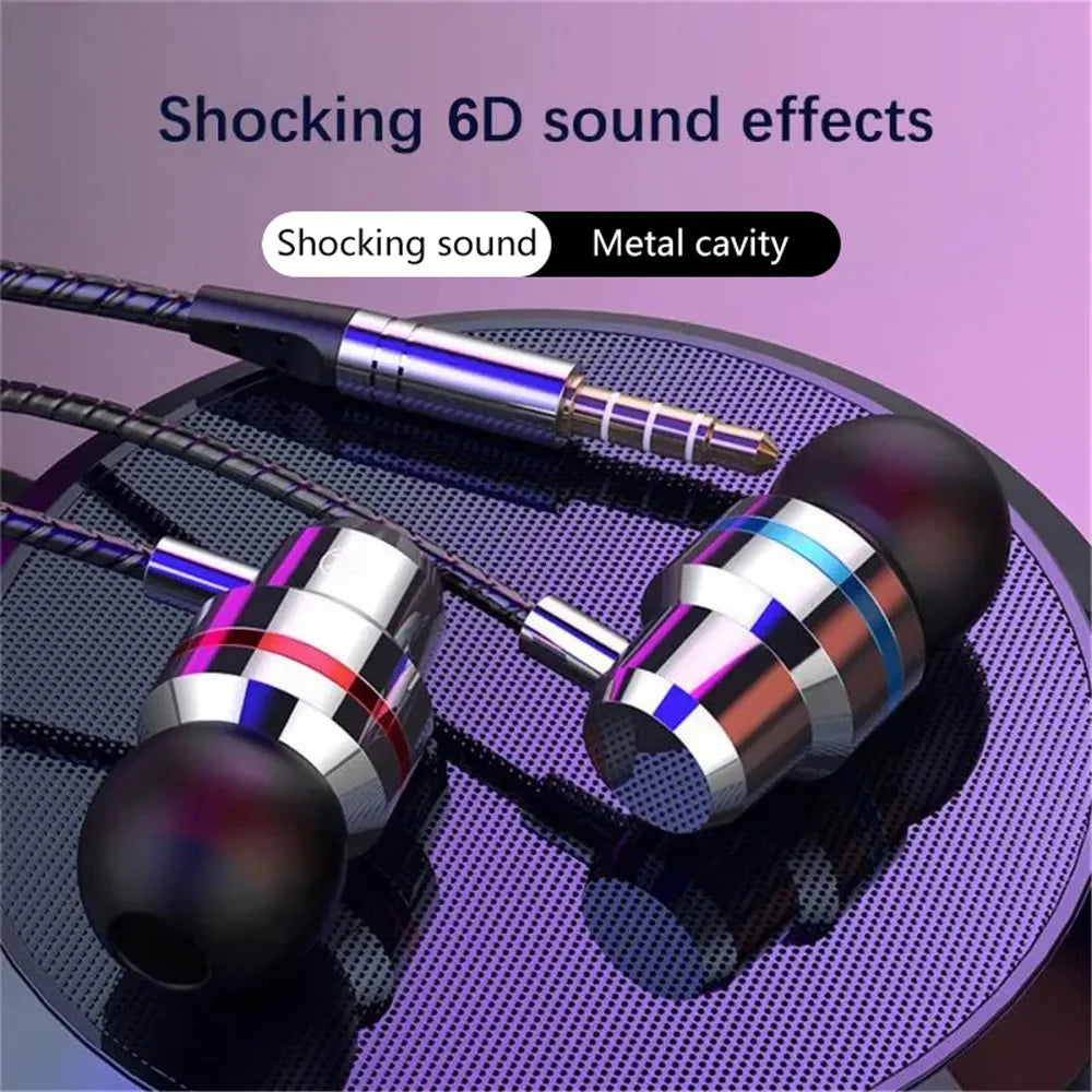 3.5mm In-Ear Metal Bass Sound Earbud Music Headphone with Wired Volume Control - Black - 2