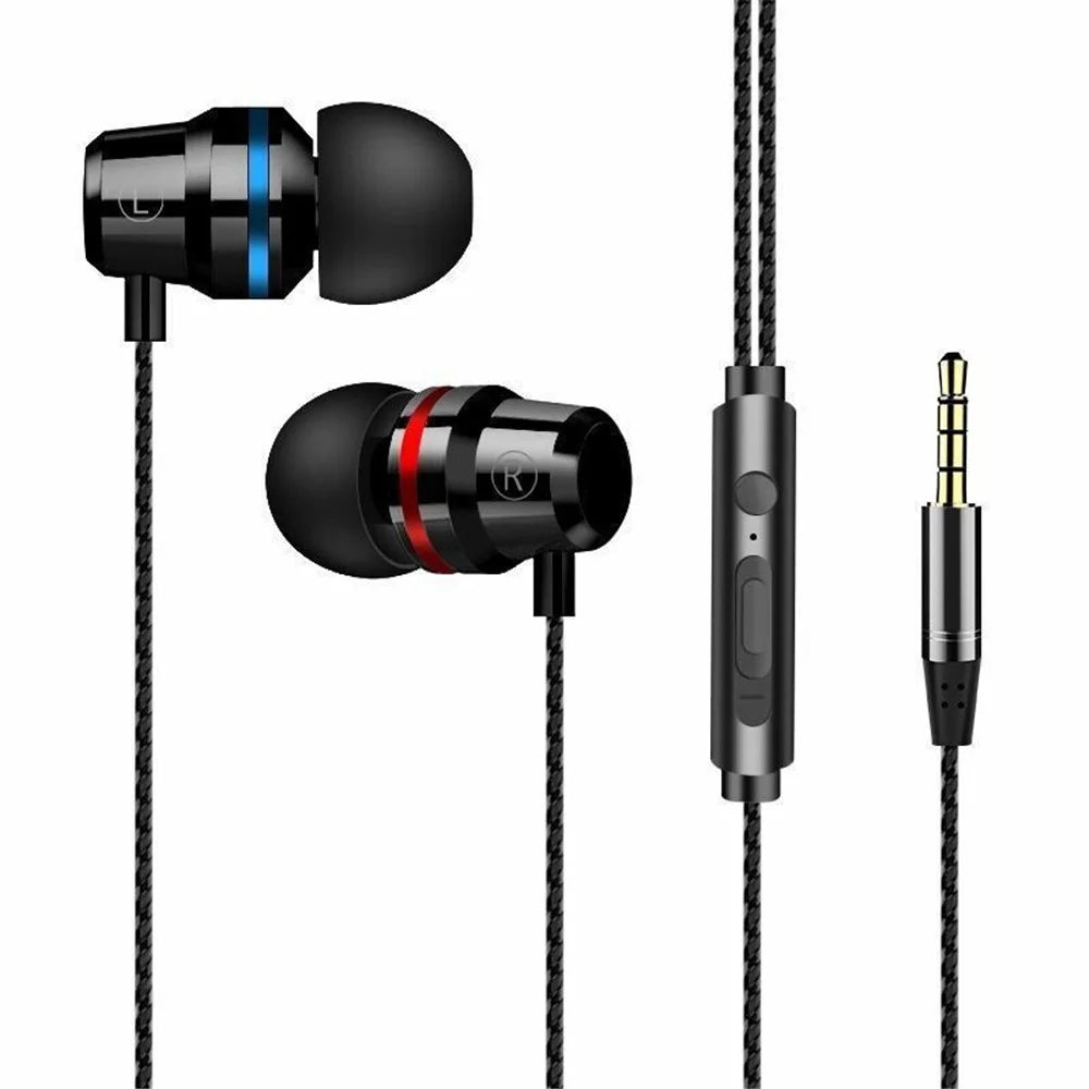 3.5mm In-Ear Metal Bass Sound Earbud Music Headphone with Wired Volume Control - Black - 7