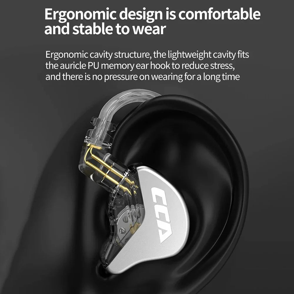 CAA CRA 3.5mm Wired Earbuds Headphones Stereo Earphones Noise Isolation in-Ear Headset - Transparent+Black - 4