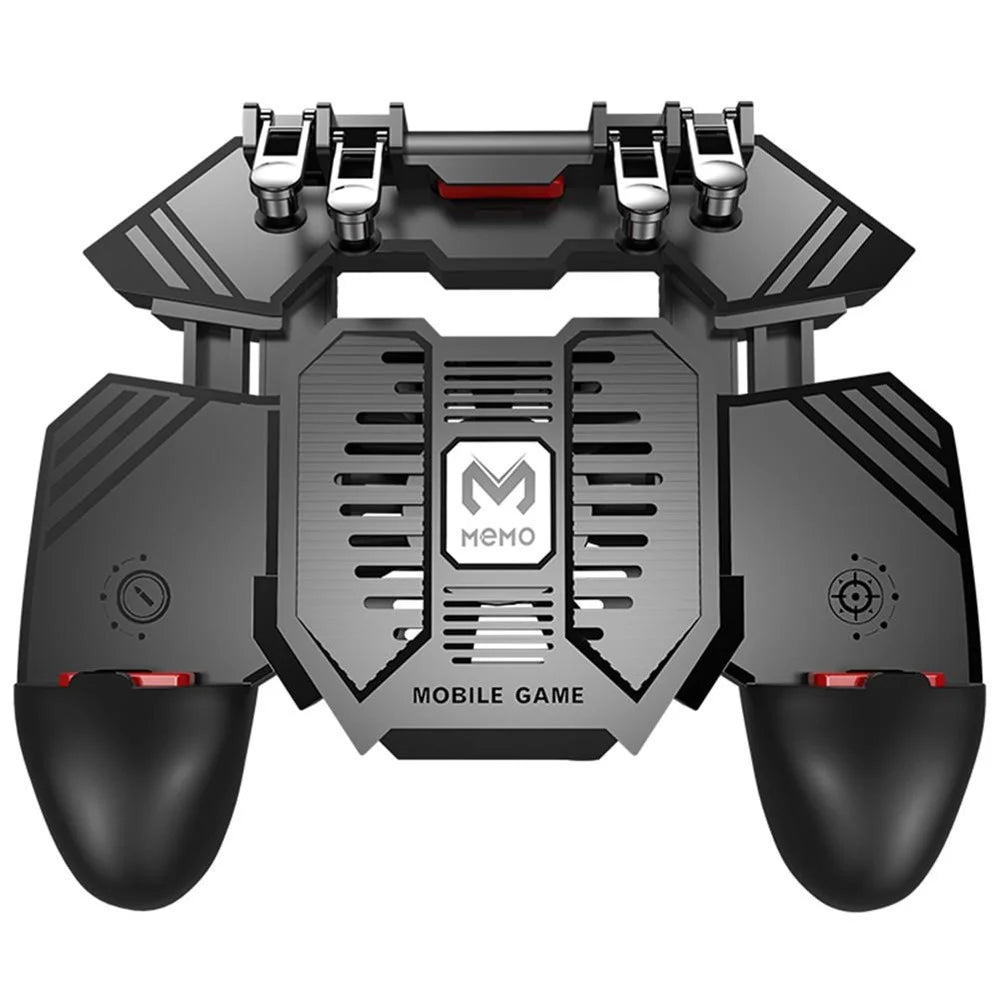 AK77 Six Finger All in One Mobile Game Controller with Dual Fans Free Fire Key Radiator - 1