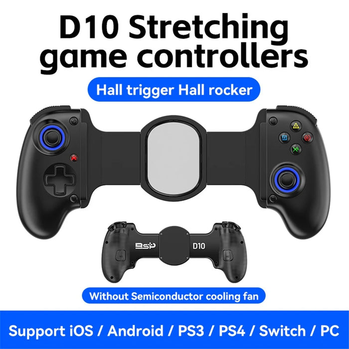 D10 Stretchable Wireless Game Controller Hall-Rocker Handheld Gamepad for Nintendo Switch - Black - 2