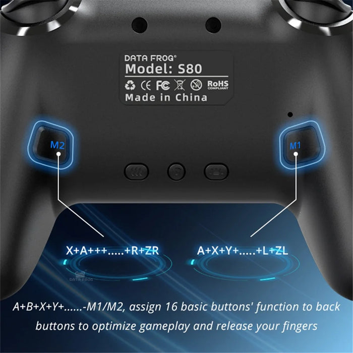 DATA FROG S80 Elite Edition Controller for Nintendo Switch / Switch Lite / OLED / PC Bluetooth-Compatible Gamepad - Black - 3