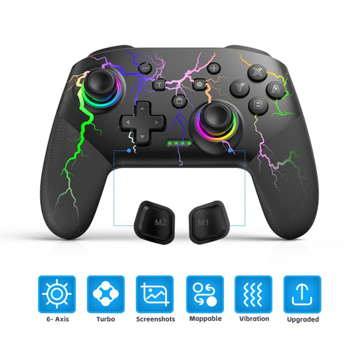 DATA FROG S80 Elite Edition Controller for Nintendo Switch / Switch Lite / OLED / PC Wireless Bluetooth-compatible Game Console, Lightning Pattern - 2