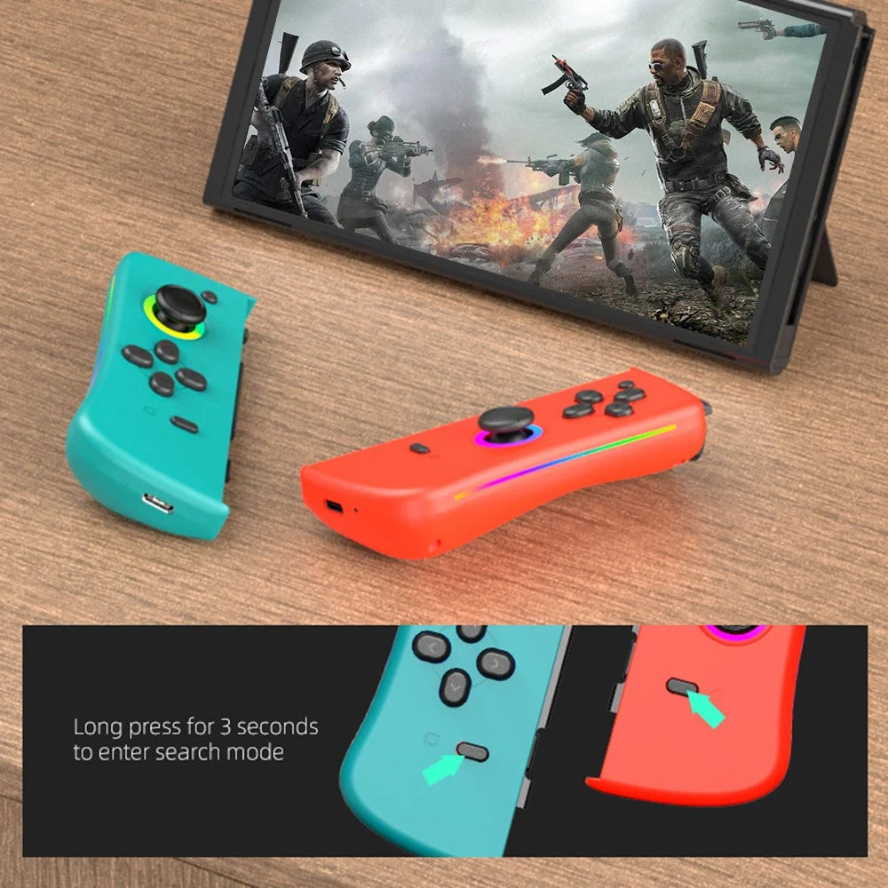 DATA FROG For Nintendo Switch 6-axis Gyro Vibration Joy-Con Controller Bluetooth-compatible Gamepad - Red+Blue - 5