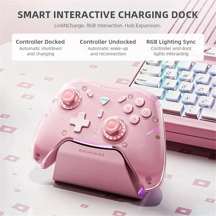 MACHENIKE G5 Pro Max Bluetooth-compatible / 2.4G Wireless / Wired Gamepad RGB Light Game Controller with Charging Base - Pink - 6