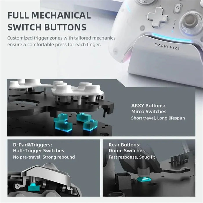 MACHENIKE G5 Pro Max Bluetooth-compatible / 2.4G Wireless / Wired Gamepad RGB Light Game Controller with Charging Base - Pink - 7