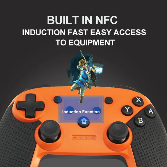 HONSON HS-SW520 Bluetooth-compatible Gamepad NFC 6-Axis Vibration Turbo Game Controller for Nintendo Switch / PC / Android Phone - Black - 6
