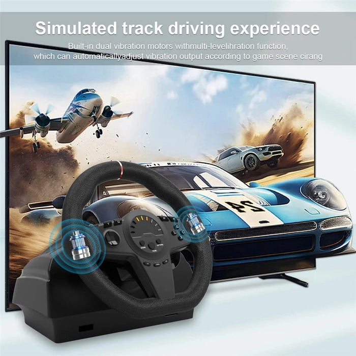 TOPWOLF HS-GT100 Car Steering Wheel Simulation Racing Game Controller + 2 Pedals for Nintendo Switch / Xbox / PS4 / PC - 7
