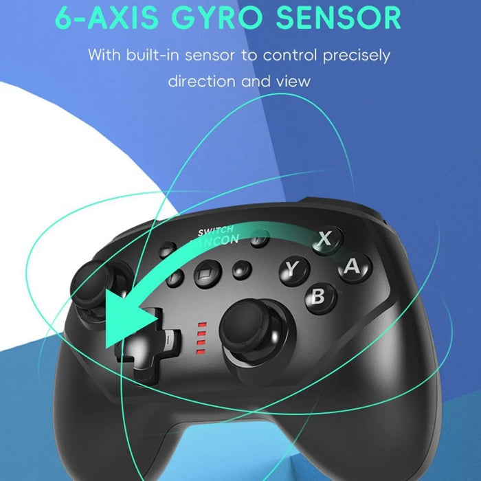 DATA FROG Bluetooth-compatible Gamepad 6-Axis Gyro Sensor Turbo Game Controller for Nintendo Switch / PC / Android Phone - Black - 3