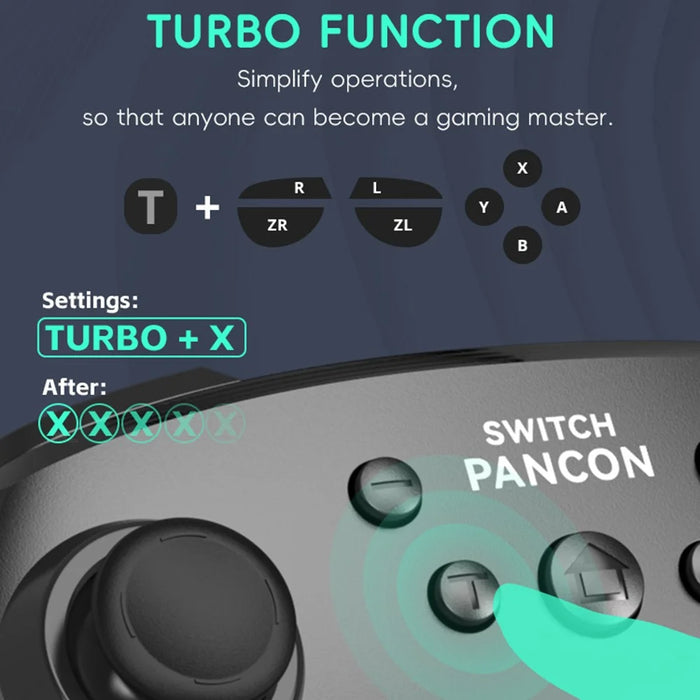 DATA FROG Bluetooth-compatible Gamepad 6-Axis Gyro Sensor Turbo Game Controller for Nintendo Switch / PC / Android Phone - Black - 5