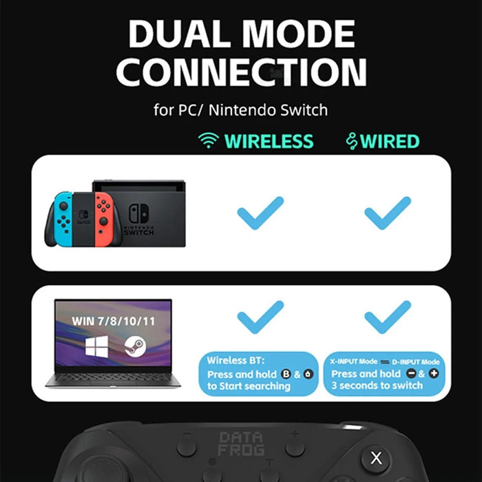 DATA FROG SW778 For Nintendo Switch / Lite / OLED / PC Built-In 6-Axis Gyro Dual Motor Vibration Game Controller - 3