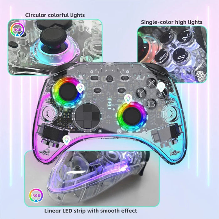DATA FROG G04 For Nintendo Switch / OLED / PC Wired / Wireless Transparent Game Controller with RGB Ligh - 2