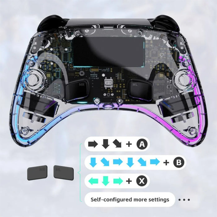 DATA FROG G04 For Nintendo Switch / OLED / PC Wired / Wireless Transparent Game Controller with RGB Ligh - 3