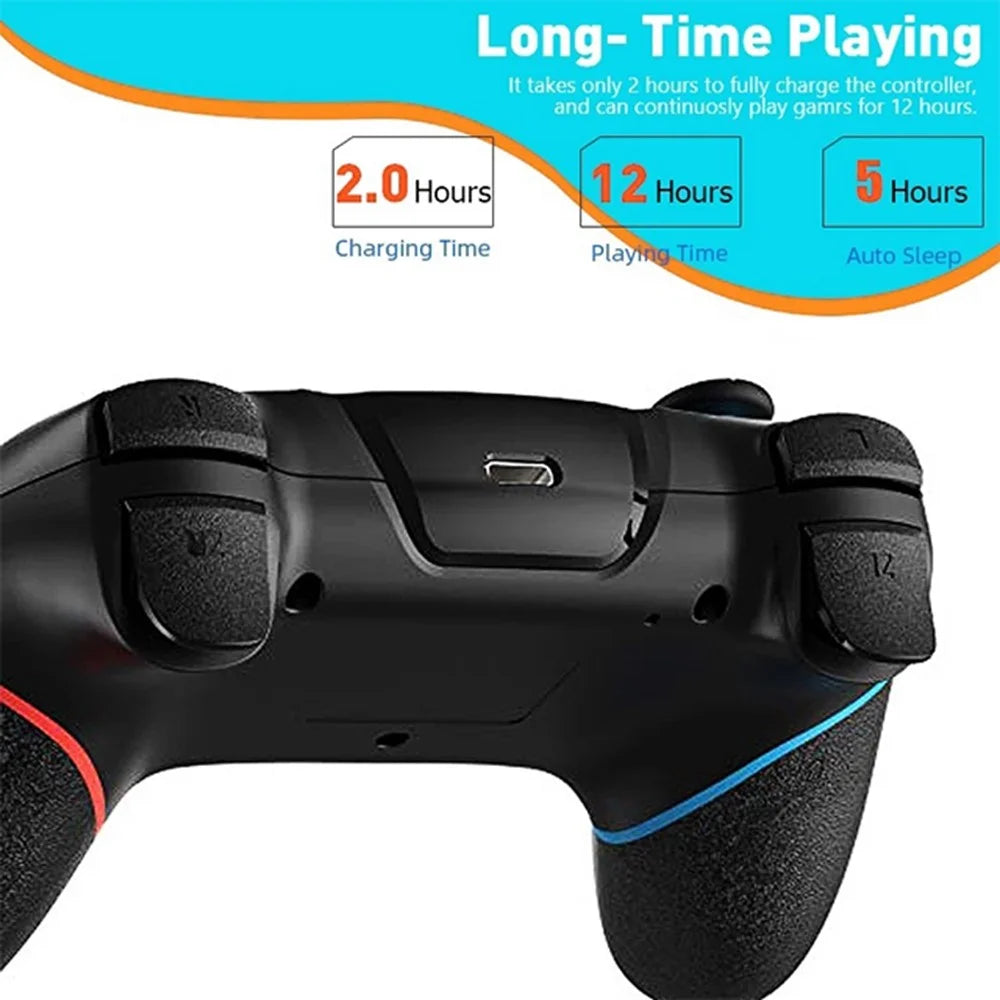 DATA FROG SW01 For Nintendo Switch / Switch Pro / PC Game Controller Built-In 6-Axis Gyro Gamepad - Blue+Red - 2