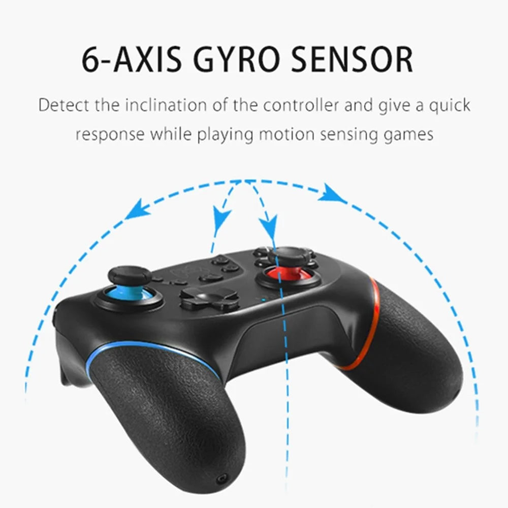 DATA FROG SW01 For Nintendo Switch / Switch Pro / PC Game Controller Built-In 6-Axis Gyro Gamepad - Blue+Red - 6