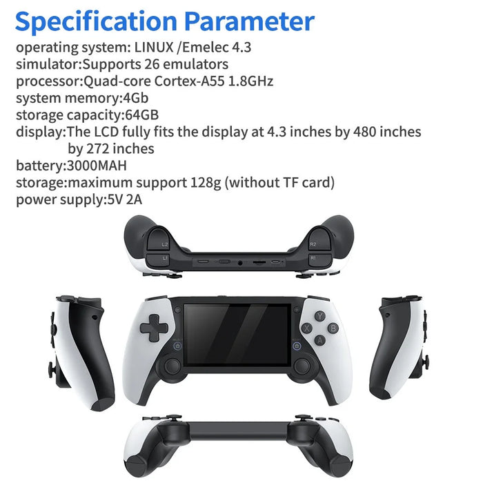M25 Built-In 30000 Games 4.3-inch LCD Screen Game Console Handle Controller, with 128G TF Card - 6