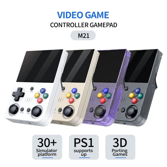 M21 3.5-inch Screen Portable Game Machine Two-Player Handheld Game Console, 64G Memory Card / 20000 Games - White - 3