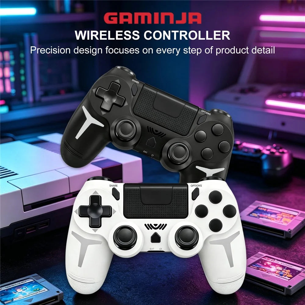 P412 For PS4 / PS3 / PC Bluetooth-compatible Gamepad 6-Axis Sensor Dual Vibration Game Controller - White - 2