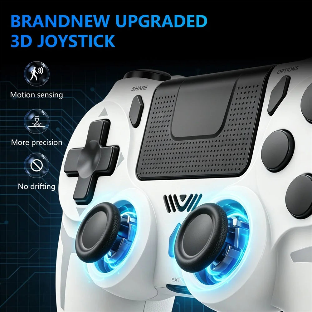 P412 For PS4 / PS3 / PC Bluetooth-compatible Gamepad 6-Axis Sensor Dual Vibration Game Controller - White - 5