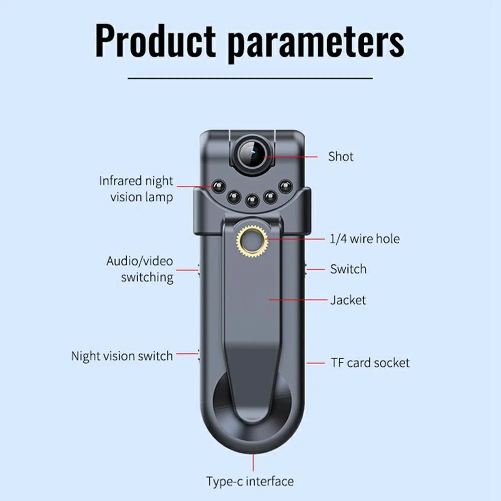 C10 128GB HD 1080P Night Vision Camera Sound Video Recording Device Back Clip Design Voice Recorder - 3