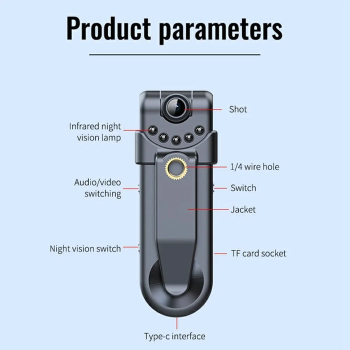 C10 128GB HD 1080P Night Vision Camera Sound Video Recording Device Back Clip Design Voice Recorder - 3