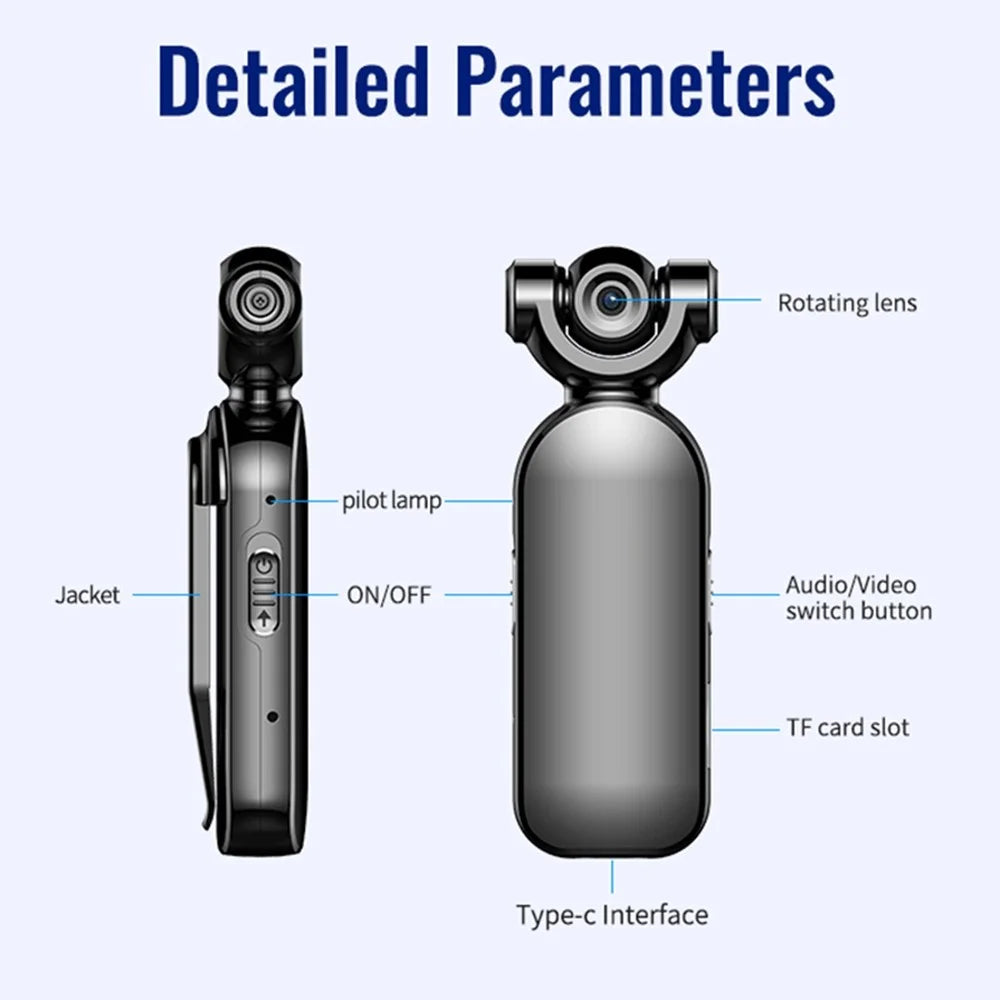 C11 128GB Digital Audio Voice Recorder HD 1080P Rotation Camera Lens Loop Recording Device - 7