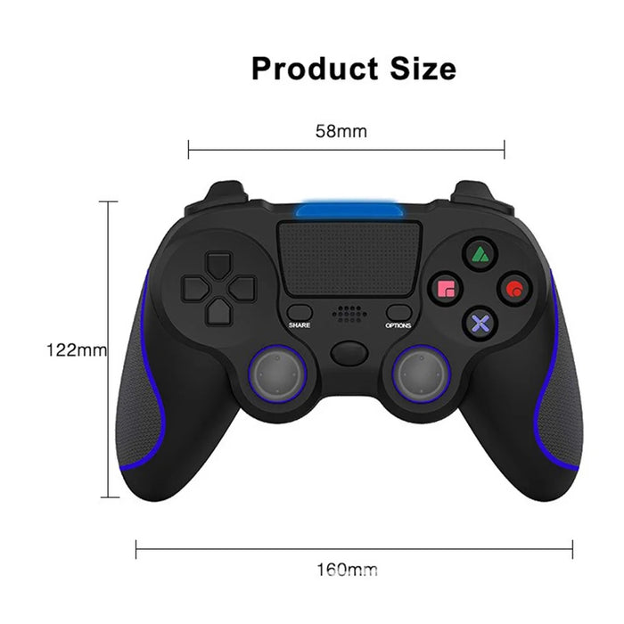 DS8 Wireless Controller for Playstation 4/Pro/Slim/PC Built-in Rechargeable 600mAh Battery Joystick with Double Vibration and TouchPad - Black - 4