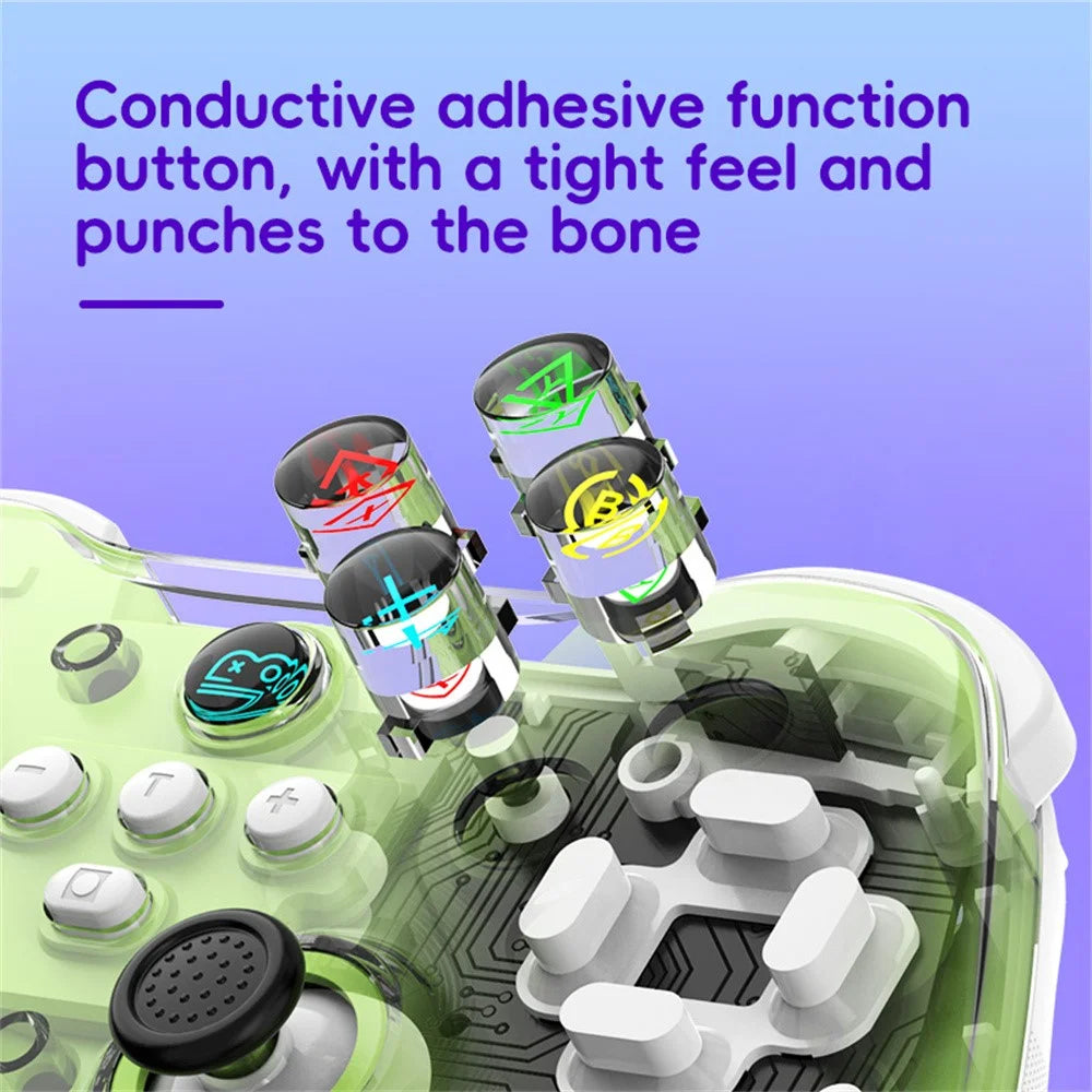 Z01X Transparent Design Bluetooth-compatible Gamepad Six-Axis Dual Motor Vibration Game Controller - Black - 6
