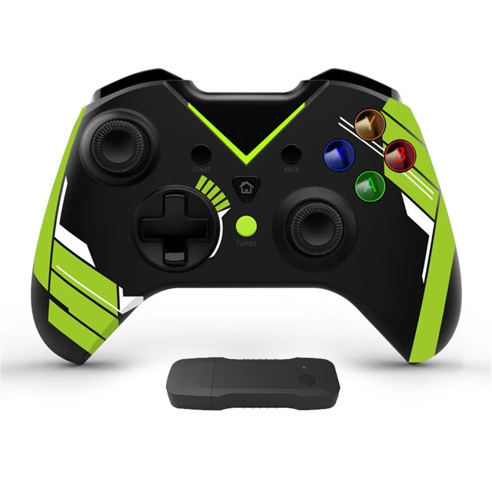 HY-4206 Water Transfer Printing for Xbox / PS3 / PC 2.4G Wireless Gamepad Turbo Dual Vibration Six-Axis Game Controller - Black - 1
