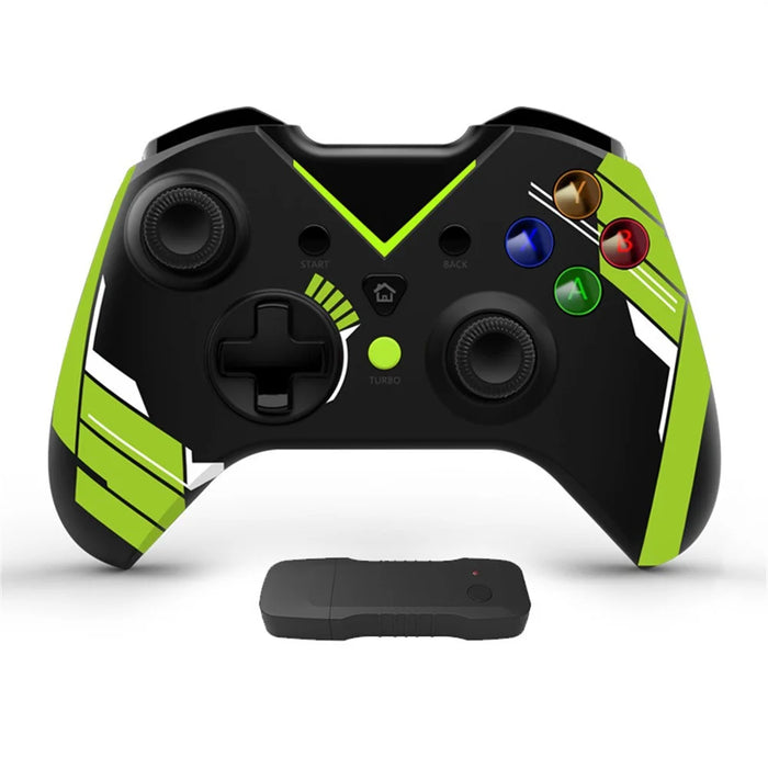 HY-4206 Water Transfer Printing for Xbox / PS3 / PC 2.4G Wireless Gamepad Turbo Dual Vibration Six-Axis Game Controller - Black - 1