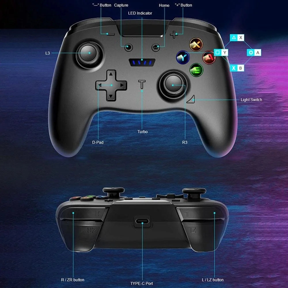 HY-9013 For Switch PS3 Steam Wireless Game Controller One-Click Turbo Function Gamepad with 6 Axis - 6
